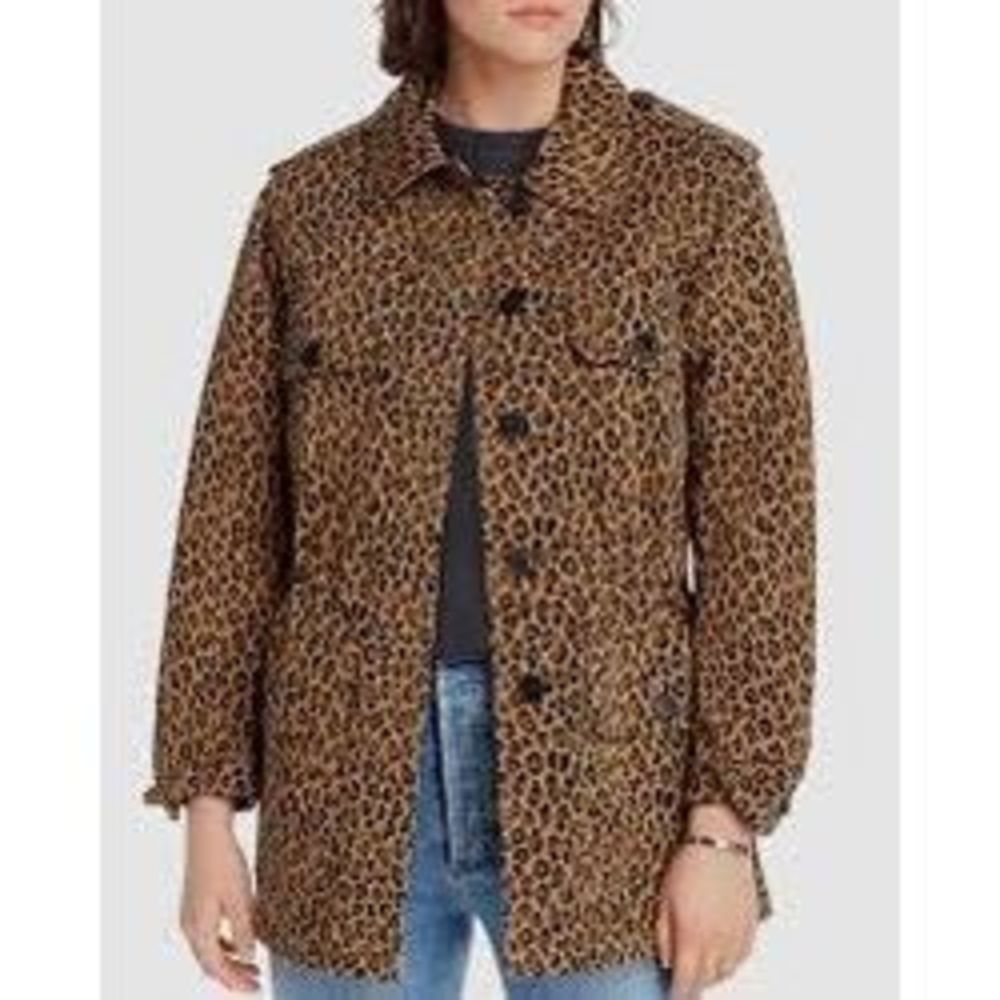 Medium Lini Brown Camille Leopard Print Button Military Jacket